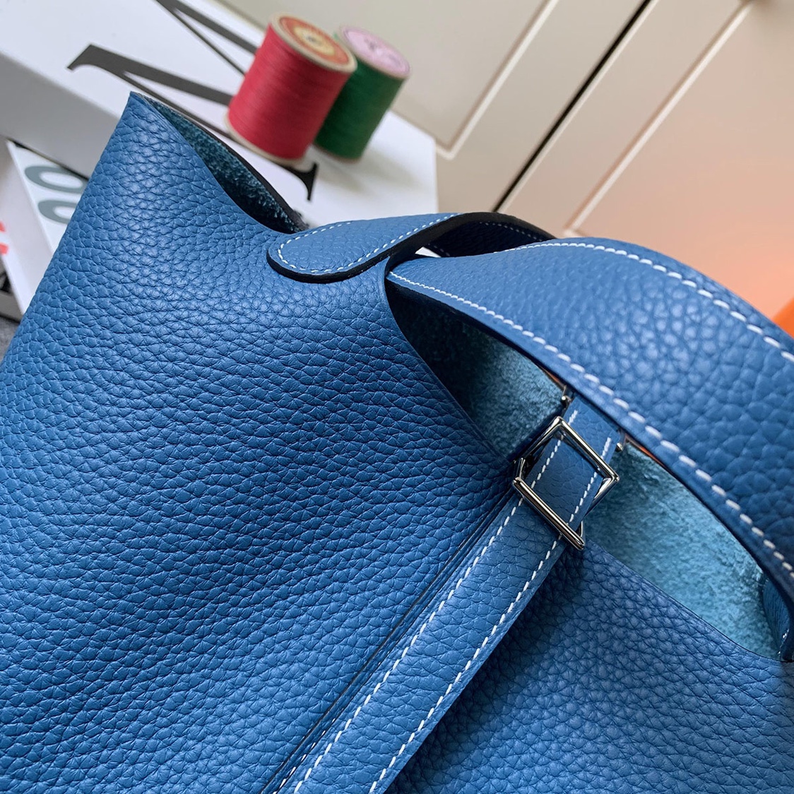 에르메스 피코탄18 블루 은장 끌레망스 가죽